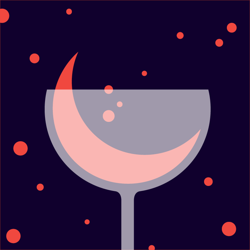 Red crescent moon in a wine glass