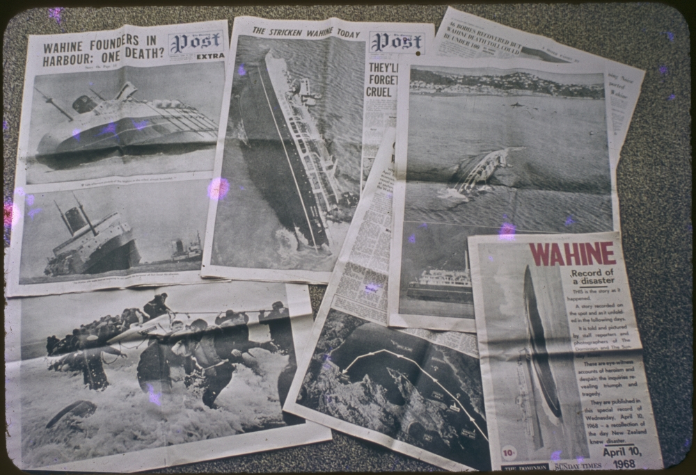 Collage of newspaper images from the Wahine Disaster