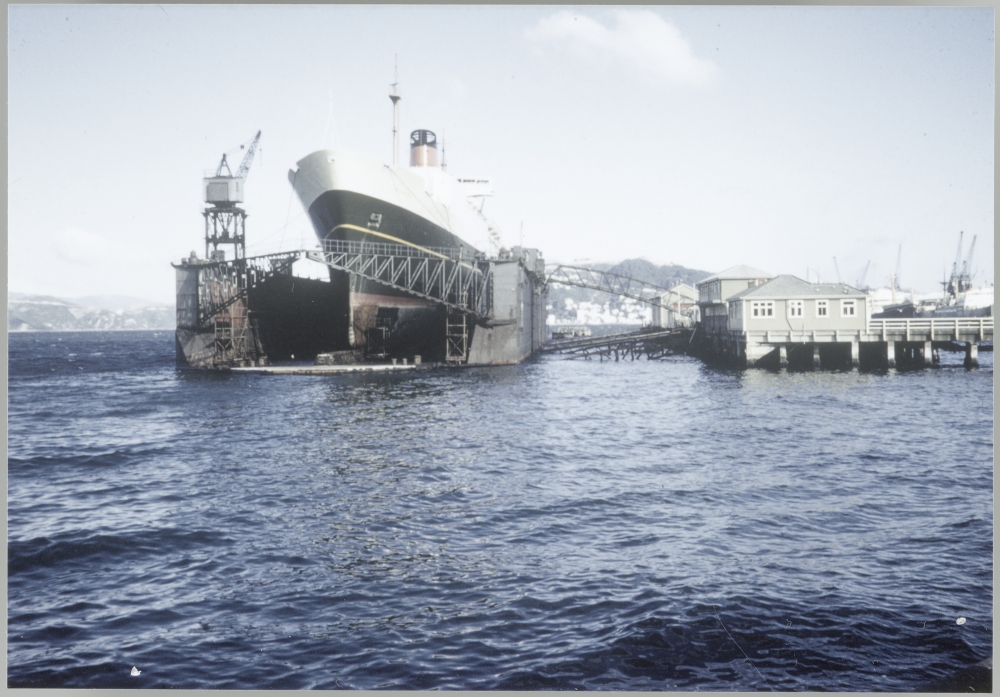 TEV Wahine in floating dock, 1967