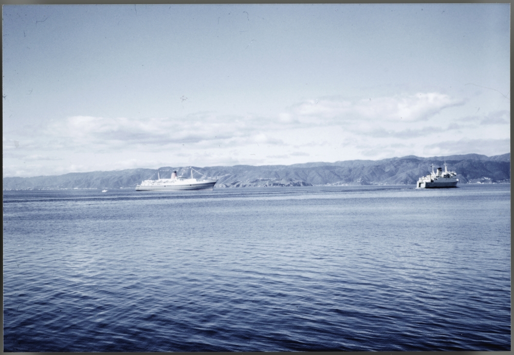 TEV Wahine maiden arrival into Wellington Harbour
