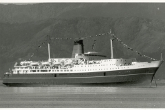 TEV Wahine at anchor after her maiden voyage into Wellington Harbour