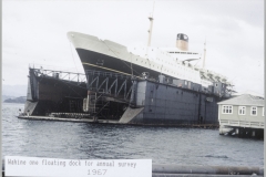TEV Wahine in floating dock for annual survey 1967