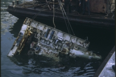 Part of the TEV Wahine wreck being lifted from the sea